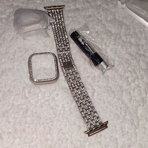🆕 Bling Apple Watch Band Replacement Rhinestone Diamond Case 38mm Series 7 NWT
